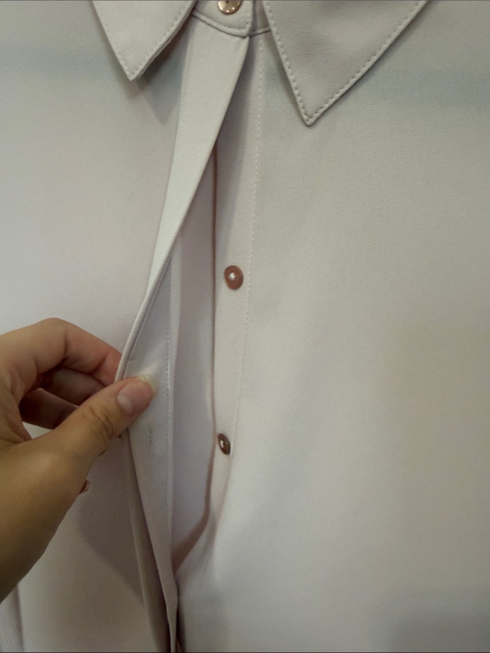 Express Pale Pink Long-Sleeve Button-Down Blouse - Picture 3 of 5